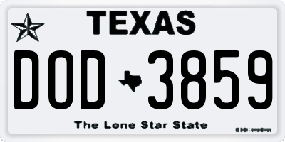 TX license plate DOD3859