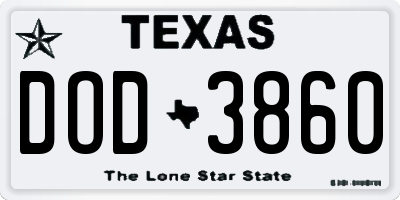 TX license plate DOD3860