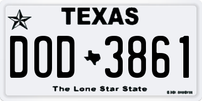 TX license plate DOD3861