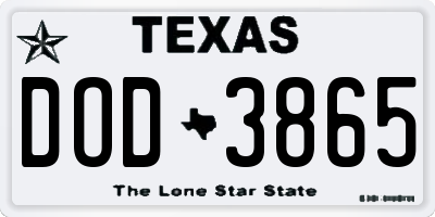 TX license plate DOD3865