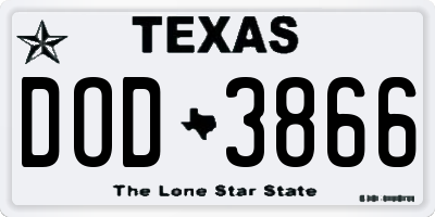 TX license plate DOD3866