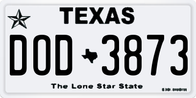 TX license plate DOD3873