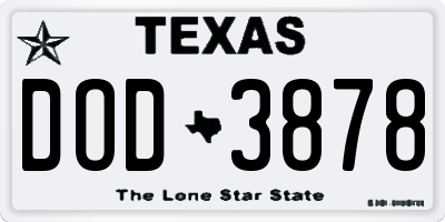 TX license plate DOD3878