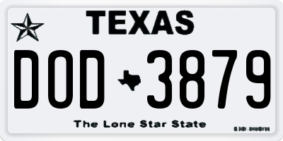 TX license plate DOD3879