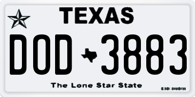 TX license plate DOD3883