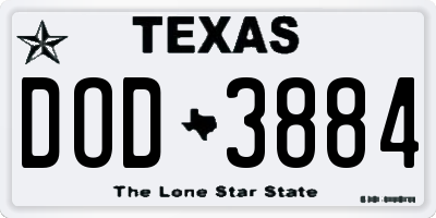 TX license plate DOD3884