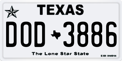 TX license plate DOD3886
