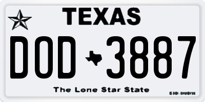 TX license plate DOD3887