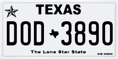 TX license plate DOD3890