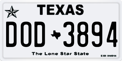TX license plate DOD3894