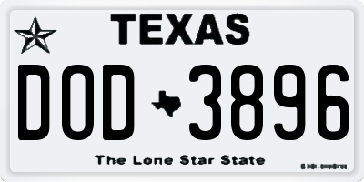 TX license plate DOD3896