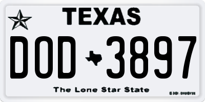 TX license plate DOD3897