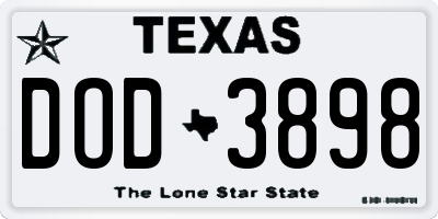 TX license plate DOD3898