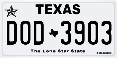 TX license plate DOD3903