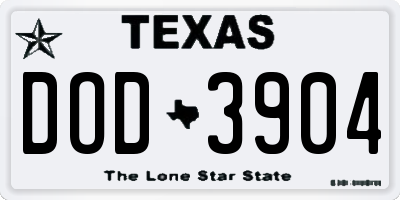 TX license plate DOD3904