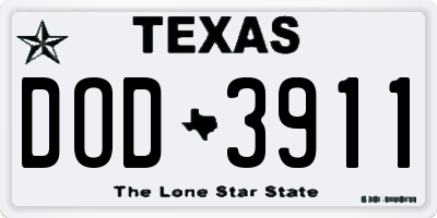 TX license plate DOD3911
