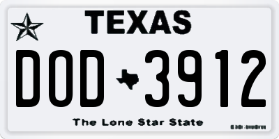 TX license plate DOD3912