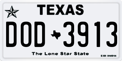 TX license plate DOD3913