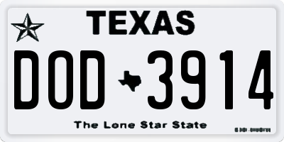 TX license plate DOD3914