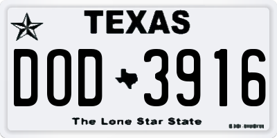 TX license plate DOD3916