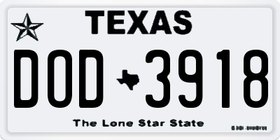 TX license plate DOD3918