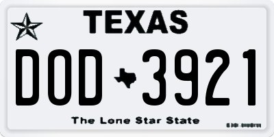 TX license plate DOD3921