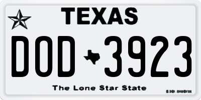 TX license plate DOD3923