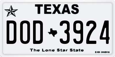 TX license plate DOD3924
