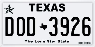 TX license plate DOD3926