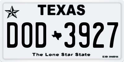 TX license plate DOD3927