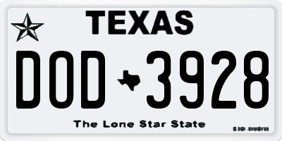 TX license plate DOD3928
