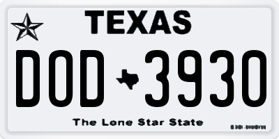 TX license plate DOD3930