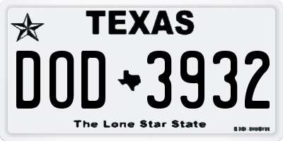 TX license plate DOD3932