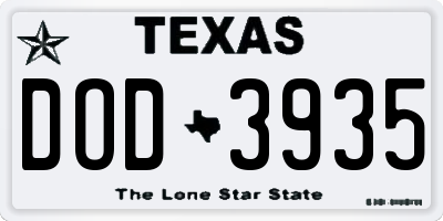 TX license plate DOD3935