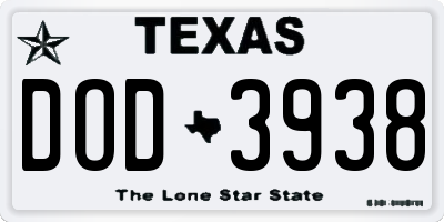 TX license plate DOD3938
