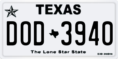 TX license plate DOD3940