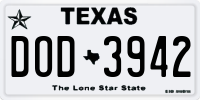 TX license plate DOD3942