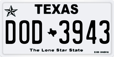 TX license plate DOD3943
