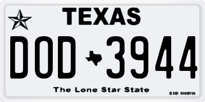TX license plate DOD3944