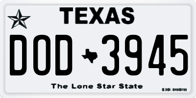 TX license plate DOD3945