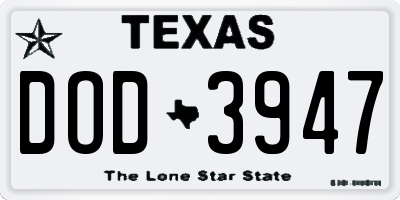 TX license plate DOD3947