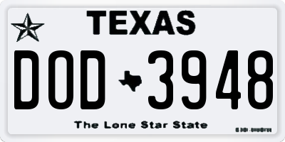 TX license plate DOD3948