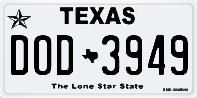 TX license plate DOD3949