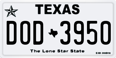 TX license plate DOD3950