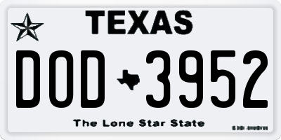 TX license plate DOD3952
