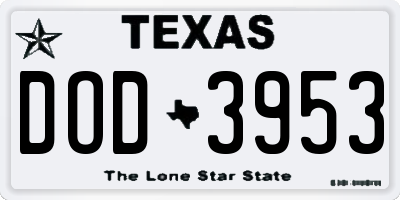 TX license plate DOD3953