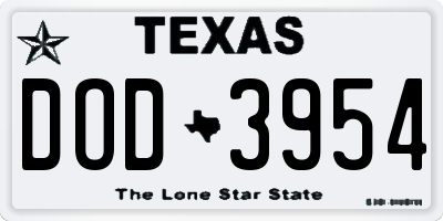 TX license plate DOD3954