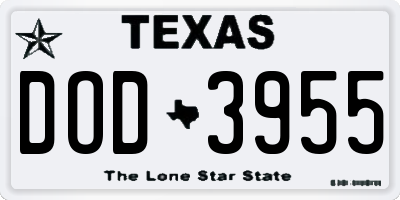 TX license plate DOD3955