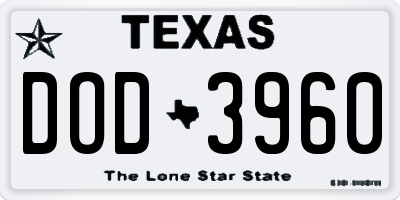 TX license plate DOD3960