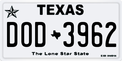 TX license plate DOD3962